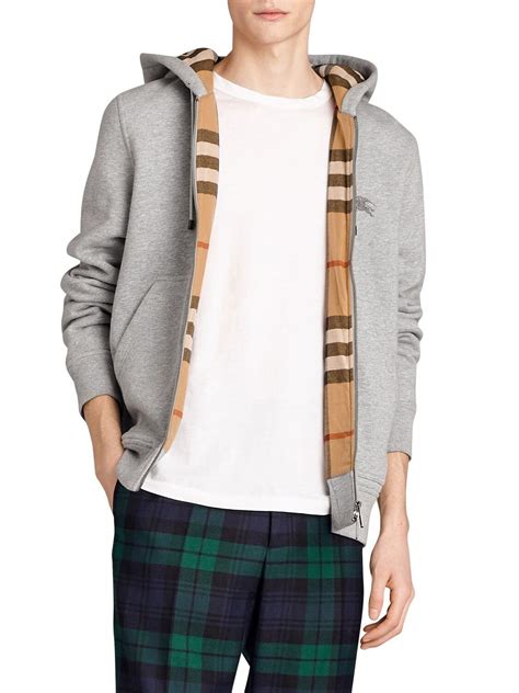 burberry check zipper hoodie|Burberry half zip hoodie men.